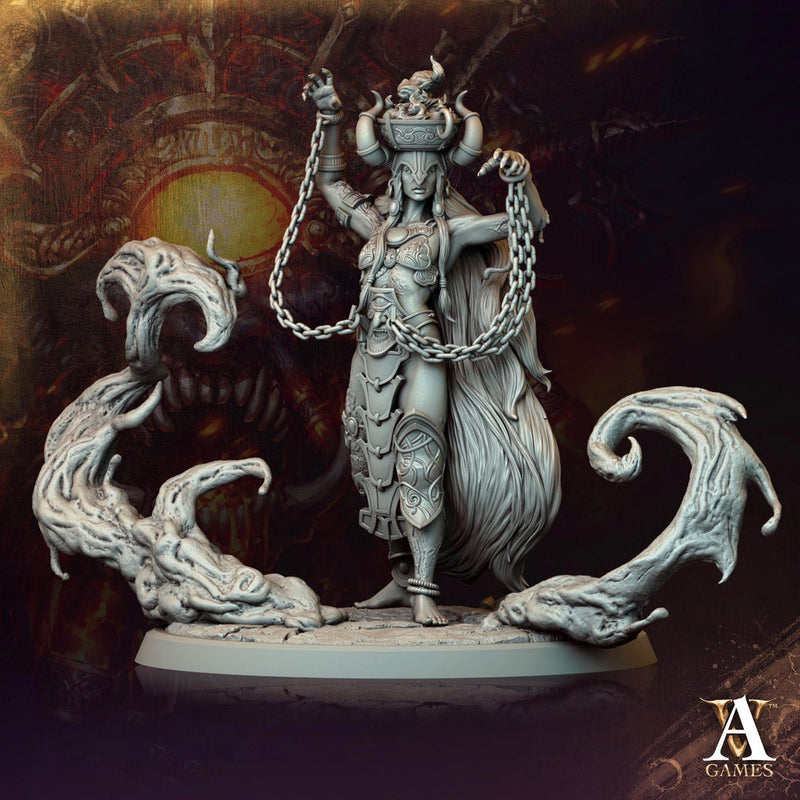 Human Female Sorcerer Warlock Cleric Necromancer | 28mm,32mm,54mm,75mm,100mm Scales| Dungeons and Dragons | Pathfinder | Archvillain Games - Only-Games