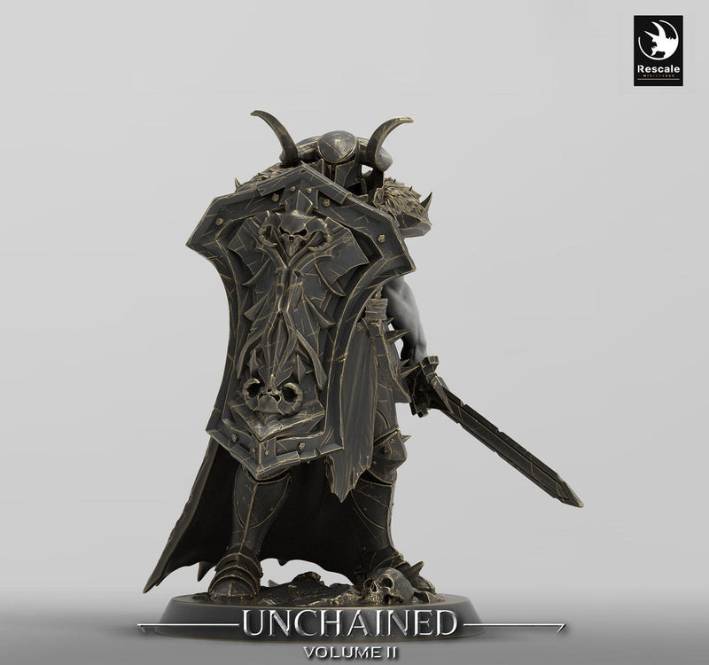 Oathbreaker Paladin, Fighter,Soldier Sword and Shield, DnD Unpainted Miniature| 28mm, 32mm,54mm,75mm,100mm Scales | Dungeons & Dragons - Only-Games