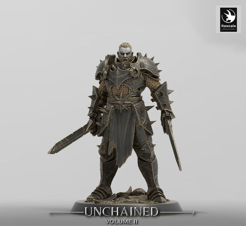 Fighter Battlemaster, Oathbreaker Paladin, Dual Swords, DnD 5e Unpainted Miniature| 28mm, 32mm,54mm,75mm,100mm Scales | Dungeons & Dragons - Only-Games