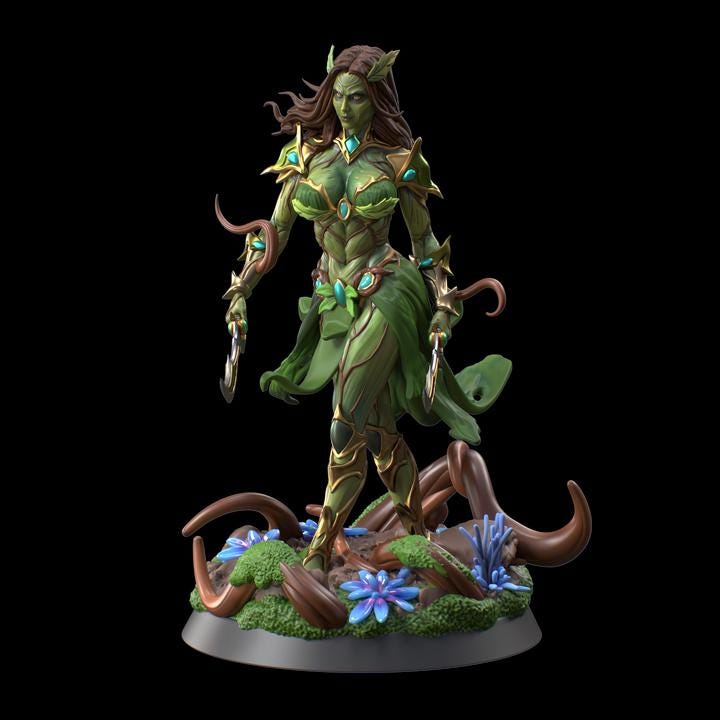 Female Fey Druid Circle of Land with Dual Scimitars, Fey Warlock | 28mm, 32mm,54mm,75mm, 100mm Scales | Dungeons & Dragons  5E | DM Stash - Only-Games
