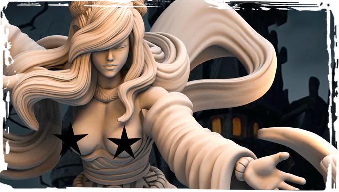 Tiefling Female Monk, Sorcerer PC NPC Miniature NSFW Topless versions | 28mm,32mm,54mm,75mm,100mm Scales |DnD 5e - Only-Games