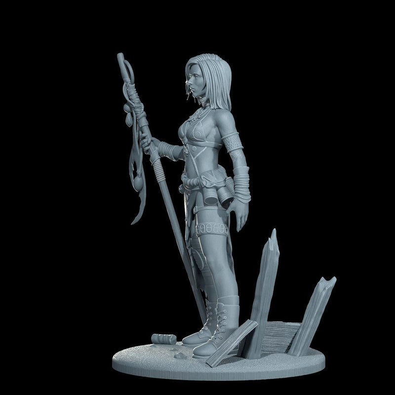 Female Sci-Fi Warrior Soldier, PC NPC Unpainted Resin Miniature | NSFW Topless & Nude versions | 28mm, 32mm,54mm, 75mm, 100mm Scales |DnD 5e - Only-Games