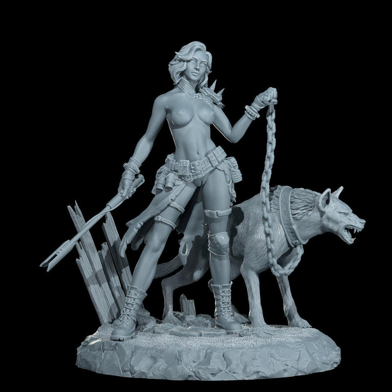 Female Sci-Fi Warrior Soldier, PC NPC Unpainted Resin Miniature | NSFW Topless & Nude versions | 28mm, 32mm,54mm, 75mm, 100mm Scales |DnD 5e - Only-Games