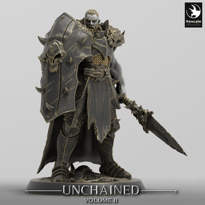 Oathbreaker Paladin, Fighter,Soldier Spear and Shield, DnD Unpainted Miniature| 28mm, 32mm,54mm,75mm,100mm Scales | Dungeons & Dragons - Only-Games