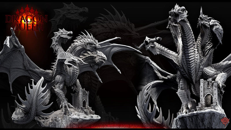 Tiamat God Dragon Queen of Chaos (3 sizes) D&D Miniature | 360mm Wing Span,175mm Height | Resin Figurine |Dungeons and Dragons 5e Pathfinder - Only-Games