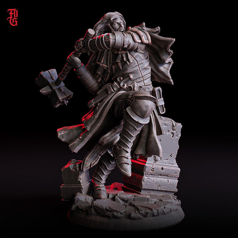 Human Cleric with Battle Hammer, Paladin, Fighter |28mm,32mm,54mm,75mm,100mm Scales |Player Character Mini | D&D 5e Pathfinder Flesh of Gods - Only-Games