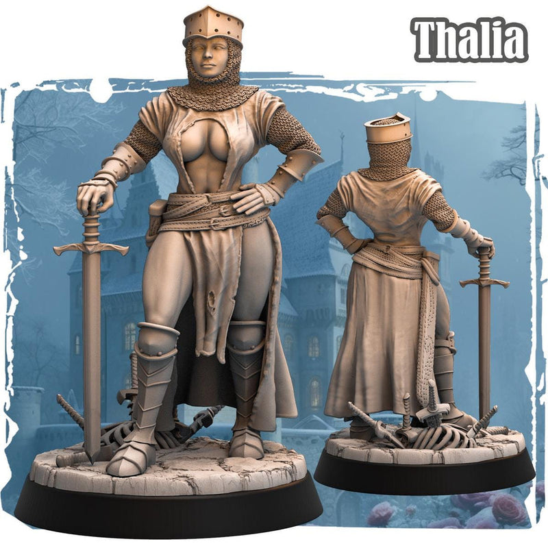 Female Paladin, Fighter, Crusader Knight, Sword  D&D 5e Mini | 28mm, 32mm,54mm,75mm,100mm Scales | Dungeons and Dragons Pathfinder | - Only-Games