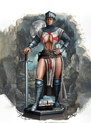 Female Paladin, Fighter, Crusader Knight, Sword  D&D 5e Mini | 28mm, 32mm,54mm,75mm,100mm Scales | Dungeons and Dragons Pathfinder | - Only-Games