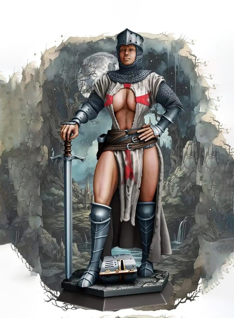 Female Paladin, Fighter, Crusader Knight, Sword  D&D 5e Mini | 28mm, 32mm,54mm,75mm,100mm Scales | Dungeons and Dragons Pathfinder | - Only-Games