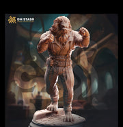 Leonin LionFolk Fighter Pugilist, Monk PC NPC Miniature | 28mm, 32mm, 54mm, 75mm, 100mm Scales | Pathfinder Figure DnD | - Only-Games