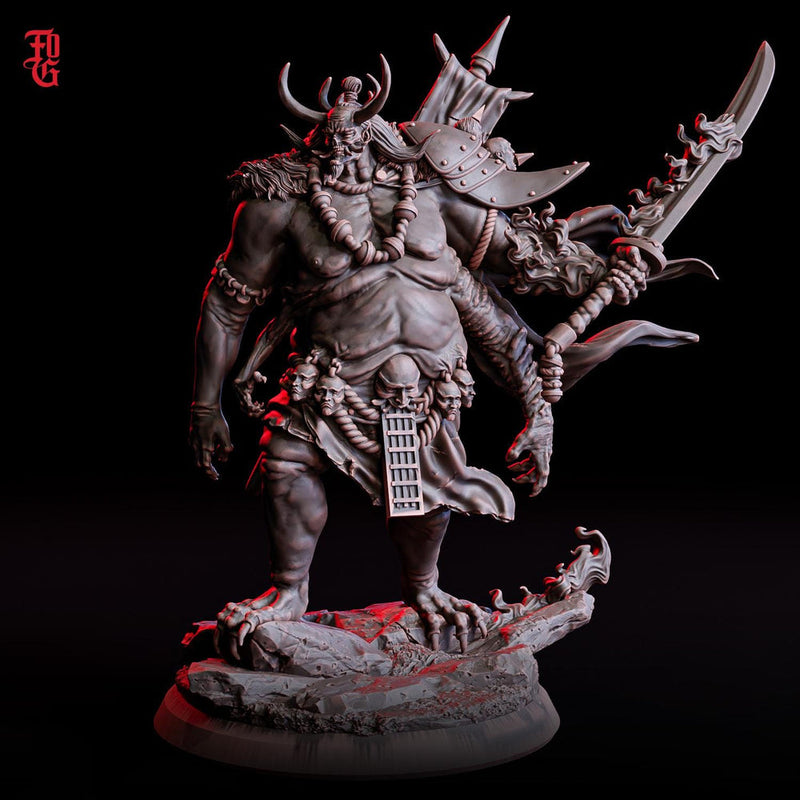 Oni Demon Fiend ( 5 sizes ) | 28mm,32mm,54mm,75mm,100mm Scale  - Boss Monster Mini - Minis - D&D 5e - Pathfinder Figurine | Flesh of Gods - Only-Games