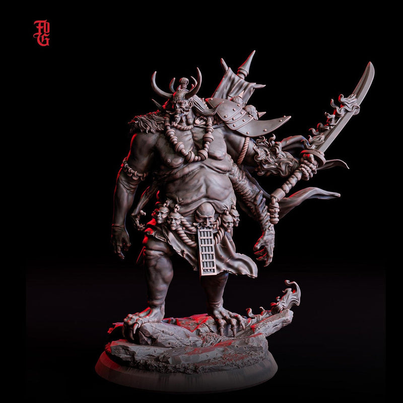 Oni Demon Fiend ( 5 sizes ) | 28mm,32mm,54mm,75mm,100mm Scale  - Boss Monster Mini - Minis - D&D 5e - Pathfinder Figurine | Flesh of Gods - Only-Games
