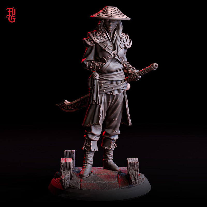 Female Fighter, Warlock Hexblade, Monk Kensai PC / NPC  | 28mm, 32mm,54mm75mm,100mm Scales | Mini D&D 5e Pathfinder Figurine | Flesh of Gods - Only-Games