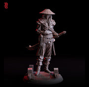Female Fighter, Warlock Hexblade, Monk Kensai PC / NPC  | 28mm, 32mm,54mm75mm,100mm Scales | Mini D&D 5e Pathfinder Figurine | Flesh of Gods - Only-Games