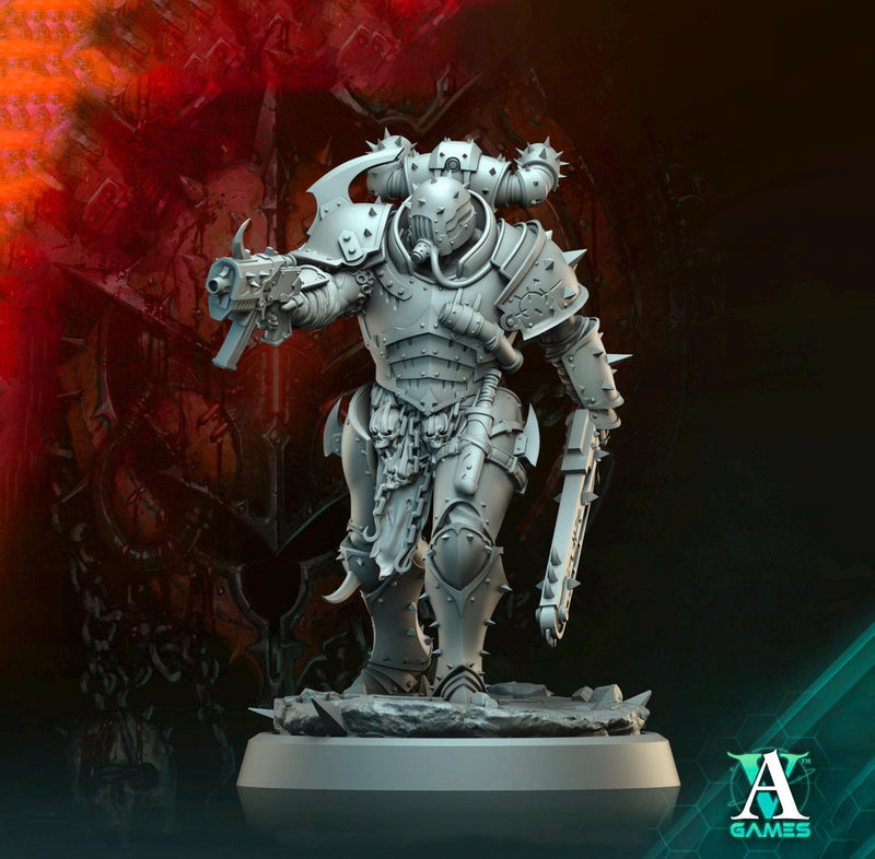 Sci-Fi Miniature Chaos Space Knight, Orbita Hellscape Legions Marauder | 28mm,32mm, 54mm, 75mm,100mm Scales | Resin Mini | Archvillain Games - Only-Games