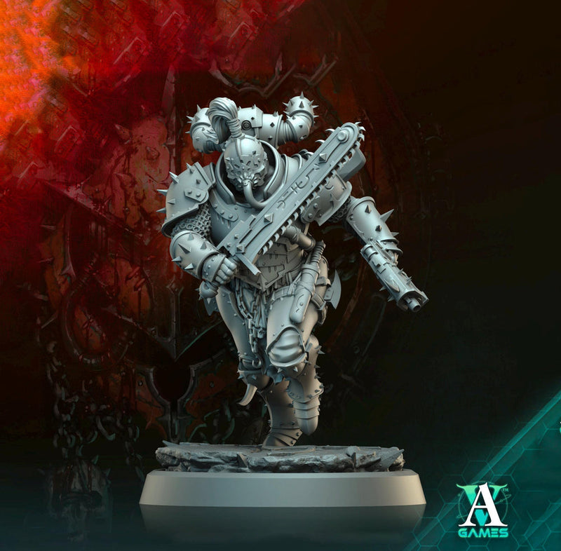 Sci-Fi Miniature Chaos Space Knight, Orbita Hellscape Legions Marauder | 28mm,32mm, 54mm, 75mm,100mm Scales | Resin Mini | Archvillain Games - Only-Games