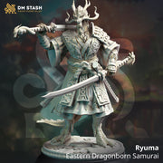 Dragonborn Eastern Fighter Samurai, Paladin, Ranger PC NPC Miniature | 28mm,32mm,54mm,75mm,100mm Scales | Pathfinder Figure DnD | DM Stash | - Only-Games
