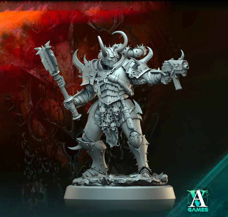 Sci-Fi Miniature Chaos Space Knight, Orbita Hellscape Legions Marauder | 28mm,32mm, 54mm, 75mm,100mm Scales | Resin Mini | Archvillain Games - Only-Games