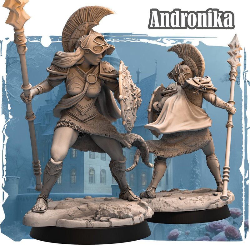 Female  Battlemaster Fighter, Spear and Shield  D&D 5e Mini | 28mm, 32mm,54mm,75mm,100mm Scales | Dungeons and Dragons Pathfinder | - Only-Games