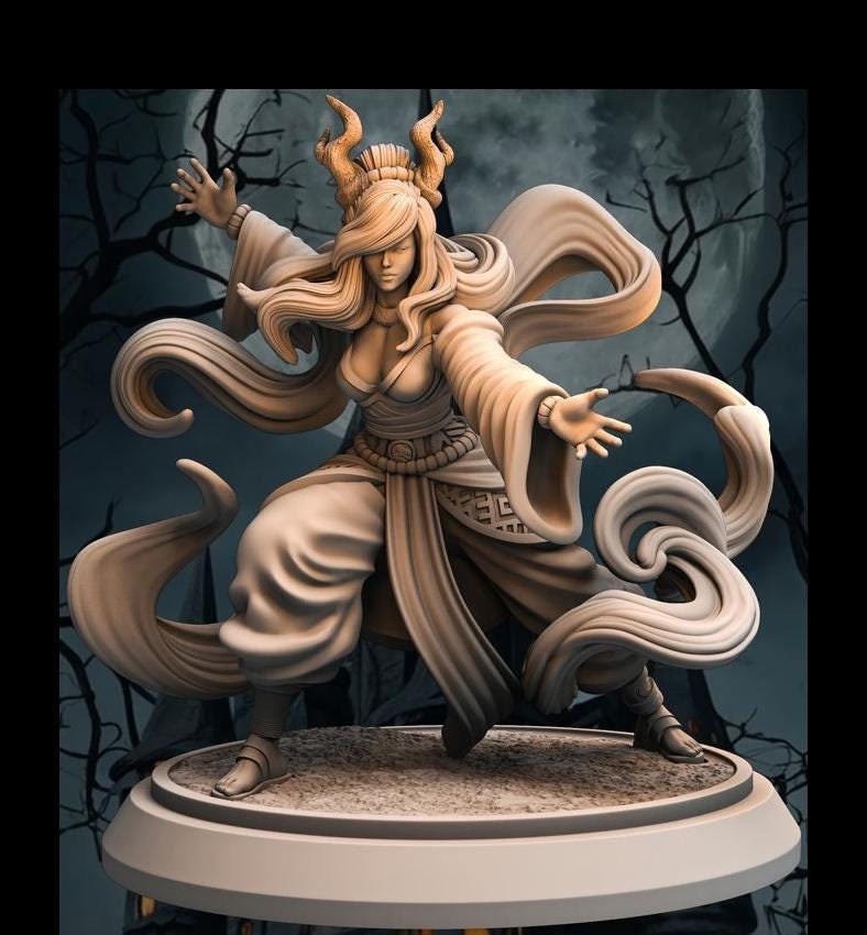 Tiefling Female Monk, Sorcerer PC NPC Miniature NSFW Topless versions | 28mm,32mm,54mm,75mm,100mm Scales |DnD 5e - Only-Games