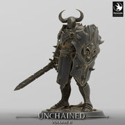 Oathbreaker Paladin, Fighter,Soldier Sword and Shield, DnD Unpainted Miniature| 28mm, 32mm,54mm,75mm,100mm Scales | Dungeons & Dragons - Only-Games