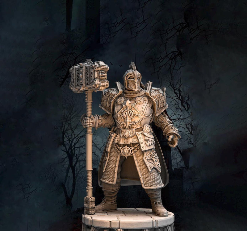 Human Cleric, Paladin Fighter Maul and Platemail | Unpainted Miniature | 5 Sizes /Scales |DnD - Only-Games