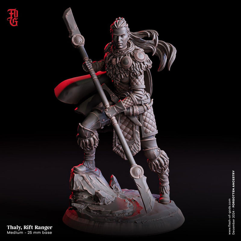 Human Female Ranger, Fighter Polearm Master PC or NPC | 28mm, 32mm, 75mm Scales | Dungeons and Dragons | Pathfinder | Flesh of Gods - Only-Games