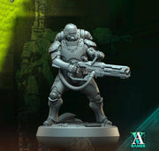 Sci-Fi Miniature Space Soldier Argo Commando |  28mm,32mm Scales & 54mm,75mm,100mm TALL | Resin Mini | Shocktrooper TPG | Archvillain Games - Only-Games