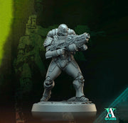 Sci-Fi Miniature Space Soldier Argo Commando |  28mm,32mm Scales & 54mm,75mm,100mm TALL | Resin Mini | Shocktrooper TPG | Archvillain Games - Only-Games