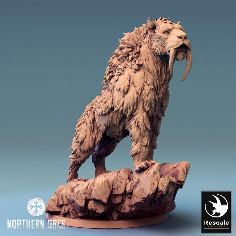 Sabre Tooth Tiger (5 sizes) Miniature | Dungeons and Dragons 5e  | 28mm,32mm, 54mm, 75mm, 100mm Scale | Pathfinder | Rescale miniatures - Only-Games