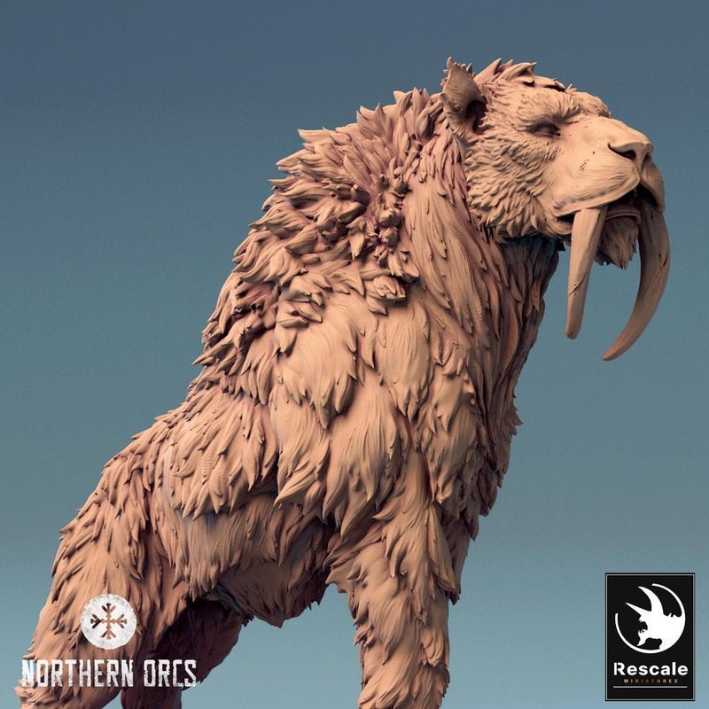 Sabre Tooth Tiger (5 sizes) Miniature | Dungeons and Dragons 5e  | 28mm,32mm, 54mm, 75mm, 100mm Scale | Pathfinder | Rescale miniatures - Only-Games