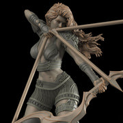 Female Elf, Human Fighter Ranger Sharpshooter, Mini | 28mm,32mm,54mm,75mm,100mm Scale | Resin Dungeons and Dragons D&D 5e  | Pathfinder - Only-Games