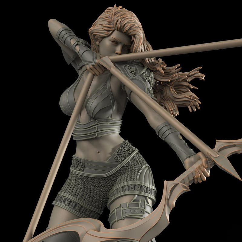 Female Elf, Human Fighter Ranger Sharpshooter, Mini | 28mm,32mm,54mm,75mm,100mm Scale | Resin Dungeons and Dragons D&D 5e  | Pathfinder - Only-Games