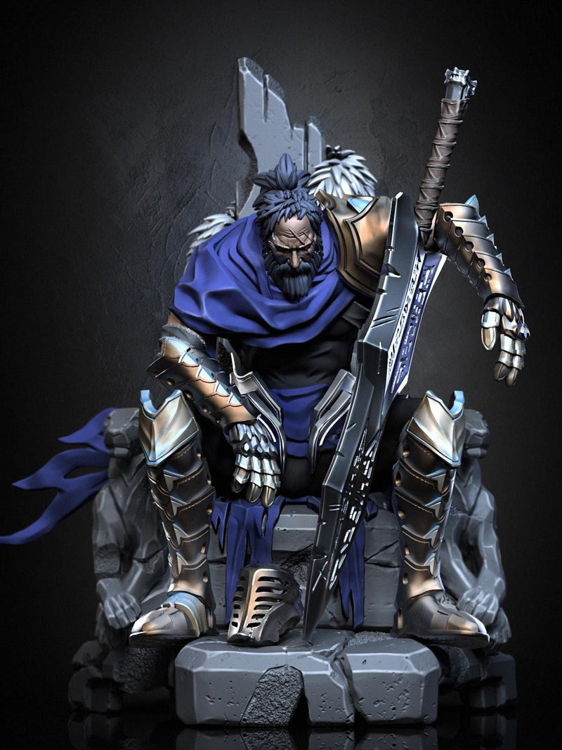 Broken Fighter King on throne D&D 5e Unpainted Miniature| 28mm,32mm,54mm,75mm,100mm Scales | Pathfinder Figure | RPG | Figurine unpainted | - Only-Games