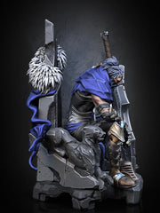 Broken Fighter King on throne D&D 5e Unpainted Miniature| 28mm,32mm,54mm,75mm,100mm Scales | Pathfinder Figure | RPG | Figurine unpainted | - Only-Games