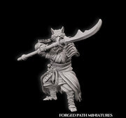 WereFox Fighter Samurai, Fox Folk, Kitsune | DnD Miniature 28mm,32mm,54mm, 75mm,100mm Scale Pathfinder Figure/ DnD Figurine unpainted - Only-Games
