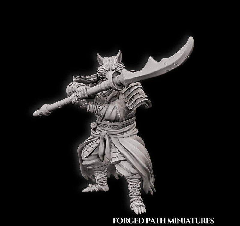 WereFox Fighter Samurai, Fox Folk, Kitsune | DnD Miniature 28mm,32mm,54mm, 75mm,100mm Scale Pathfinder Figure/ DnD Figurine unpainted - Only-Games