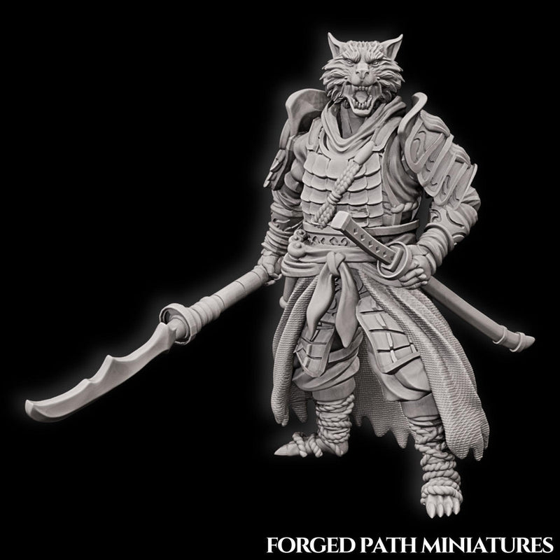 WereFox Fighter Samurai, Fox Folk, Kitsune | DnD Miniature 28mm,32mm,54mm, 75mm,100mm Scale Pathfinder Figure/ DnD Figurine unpainted - Only-Games