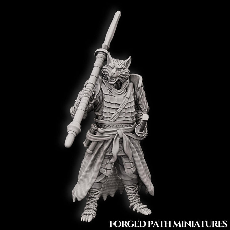 WereFox Fighter Samurai, Fox Folk, Kitsune | DnD Miniature 28mm,32mm,54mm, 75mm,100mm Scale Pathfinder Figure/ DnD Figurine unpainted - Only-Games