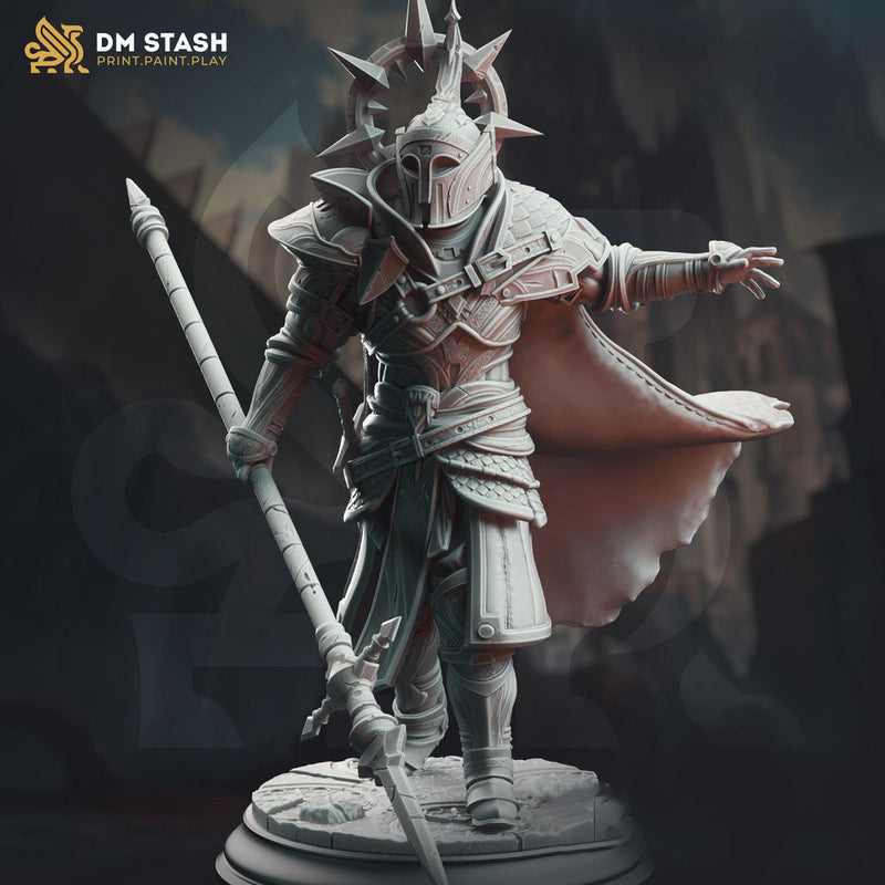 Human Fighter, Paladin, Polearm Master PC / NPC | Unpainted Miniature | 28mm, 32mm, 54mm,75mm, 100mm Scales | Pathfinder Figure | DnD Gift | - Only-Games