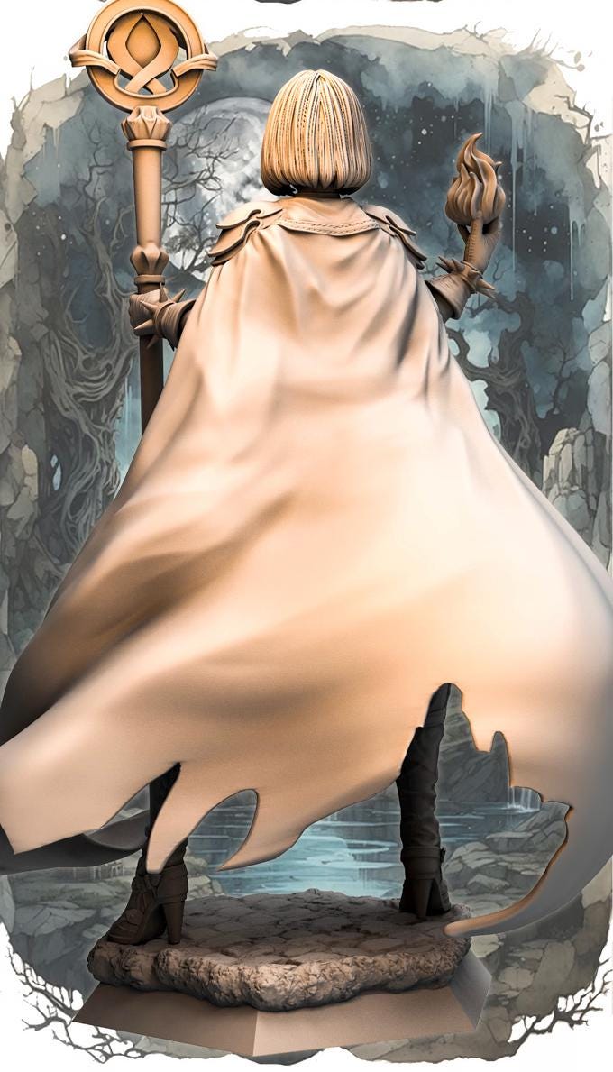 Human Female Wizard, Warlock, Sorcerer PC NPC | 28mm, 32mm,54mm, 75mm, 100mm Scale Resin Miniature | Dungeons and Dragons | - Only-Games