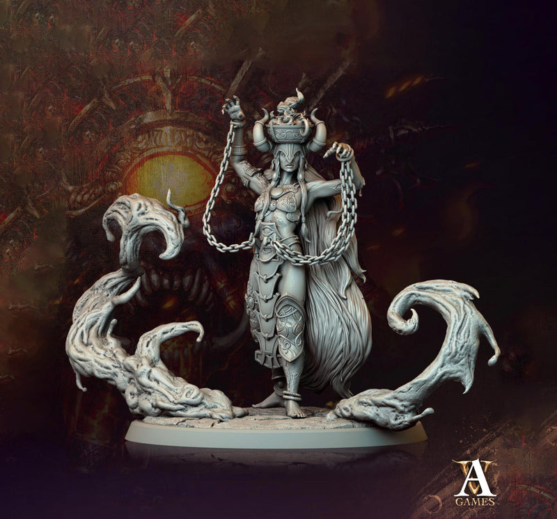 Human Female Sorcerer Warlock Cleric Necromancer | 28mm,32mm,54mm,75mm,100mm Scales| Dungeons and Dragons | Pathfinder | Archvillain Games - Only-Games