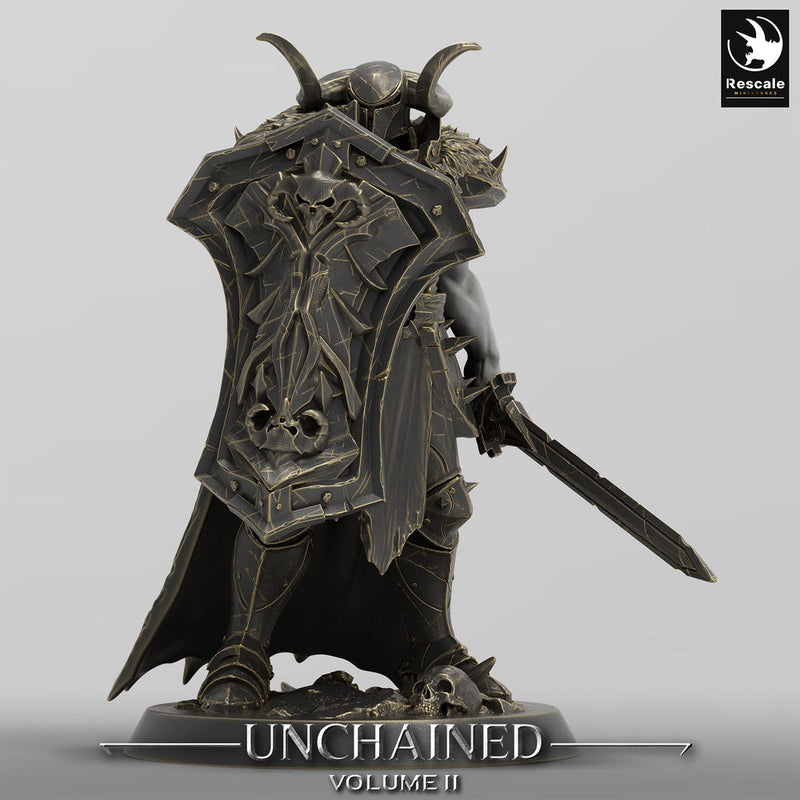 Oathbreaker Paladin, Fighter,Soldier Sword and Shield, DnD Unpainted Miniature| 28mm, 32mm,54mm,75mm,100mm Scales | Dungeons & Dragons - Only-Games