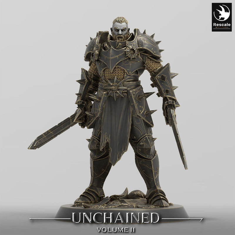 Fighter Battlemaster, Oathbreaker Paladin, Dual Swords, DnD 5e Unpainted Miniature| 28mm, 32mm,54mm,75mm,100mm Scales | Dungeons & Dragons - Only-Games