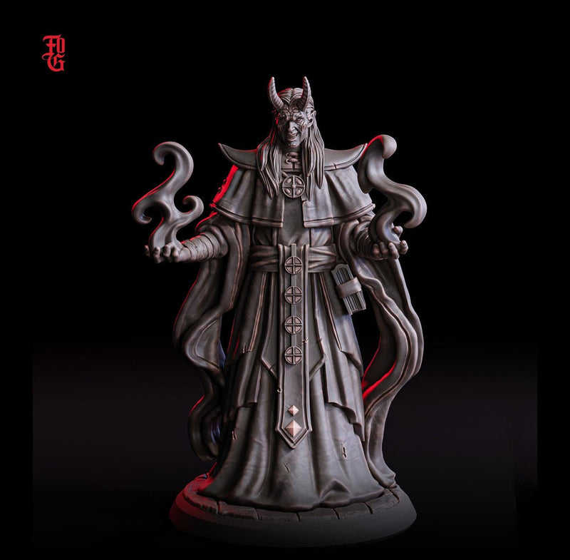 Tiefling Archmage Dark Wizard, Warlock, Sorcerer  | 28mm,32mm,54mm,75mm,100mm Scale, Player Character Mini - D&D 5e, Pathfinder Figurine FOG - Only-Games