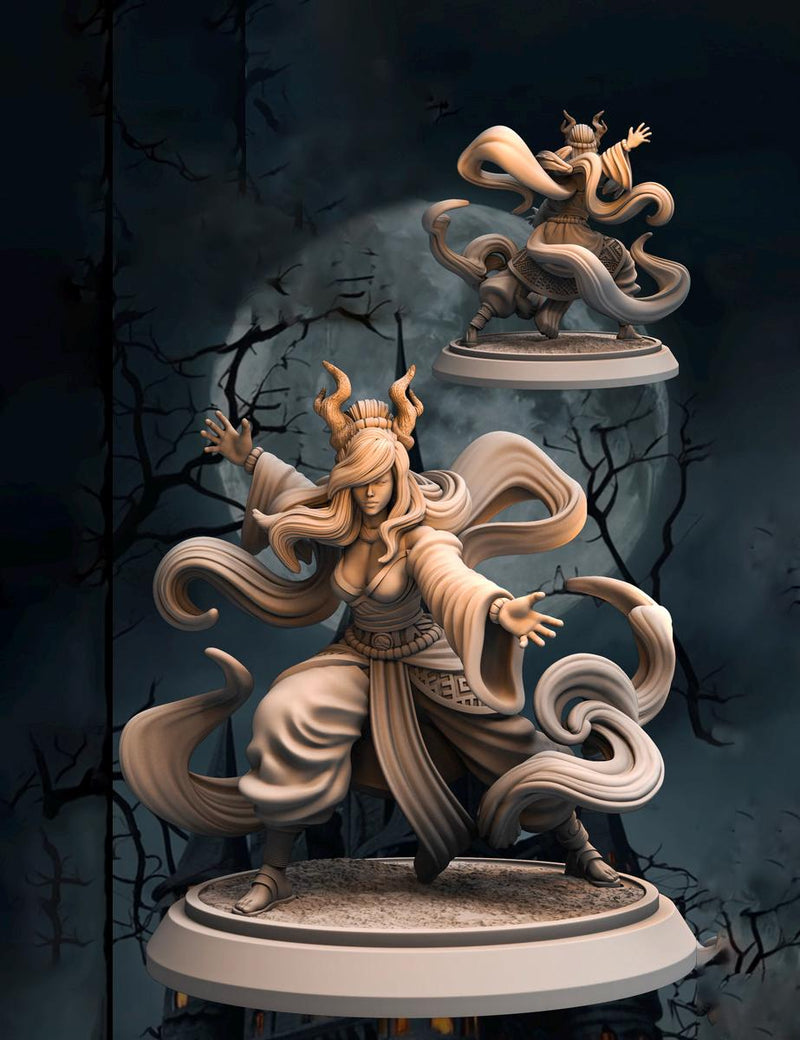 Tiefling Female Monk, Sorcerer PC NPC Miniature NSFW Topless versions | 28mm,32mm,54mm,75mm,100mm Scales |DnD 5e - Only-Games