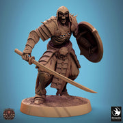 Skeleton Oriental Warrior Sword and Shield | Undead Unpainted miniature DnD | 28mm, 32mm, 54mm, 75mm,100mm | Pathfinder | Rescale Miniatures - Only-Games