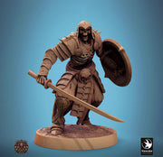 Skeleton Oriental Warrior Sword and Shield | Undead Unpainted miniature DnD | 28mm, 32mm, 54mm, 75mm,100mm | Pathfinder | Rescale Miniatures - Only-Games
