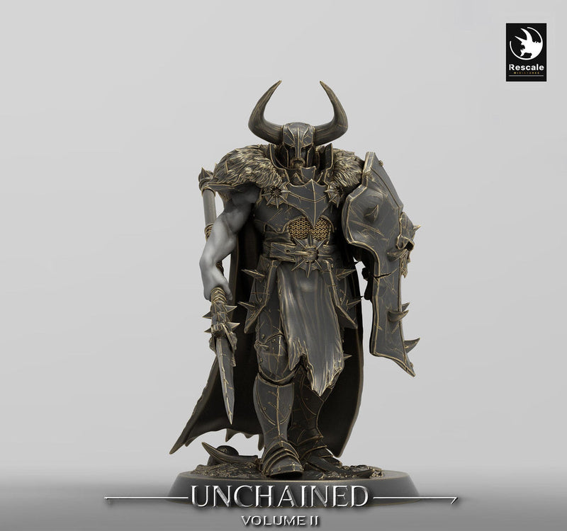 Oathbreaker Paladin, Fighter,Soldier Spear and Shield, DnD Unpainted Miniature| 28mm, 32mm,54mm,75mm,100mm Scales | Dungeons & Dragons - Only-Games