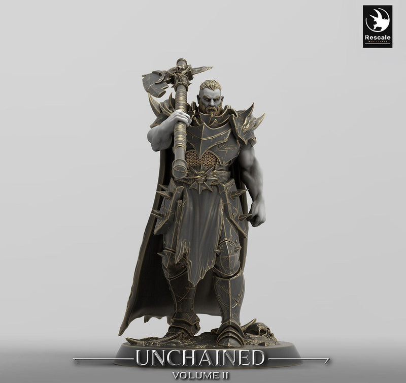 Oathbreaker Paladin, Fighter,Soldier Axe, DnD Unpainted Miniature| 28mm, 32mm,54mm,75mm,100mm Scales | Dungeons & Dragons - Only-Games